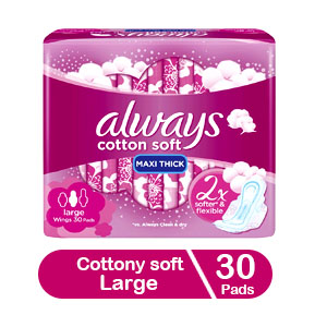 Always Cottony Soft Maxi Think Large sanitary pads with wings  30 Pads