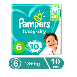 Pampers Baby-Dry Diapers Size 6  3+ kg 10 pcs